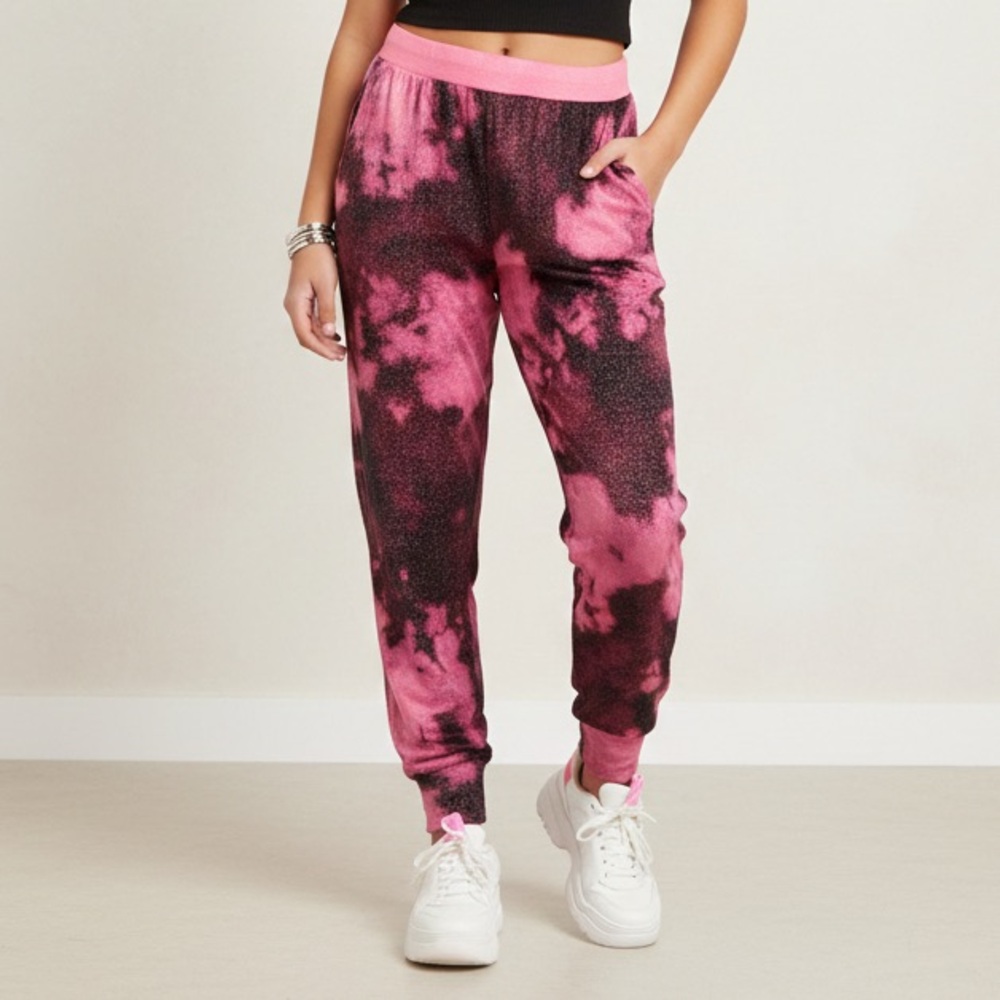 Victoria's Secret Pink Tie Dye Cozy Sleep Jogger PJ Pants Virtual Violet-Medium